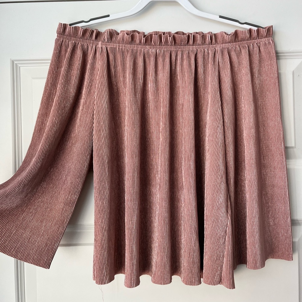 Anthropologie pink off the shoulder blouse (size: M)